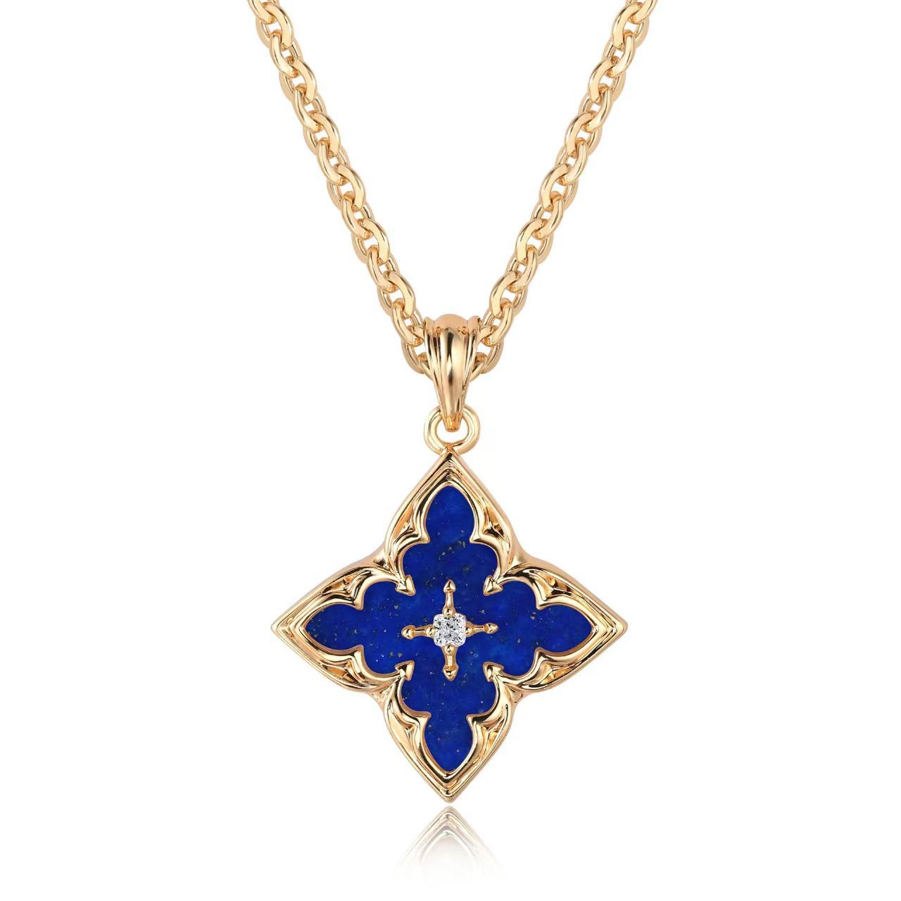 Bleu Clover Collier à Pendentif | Or